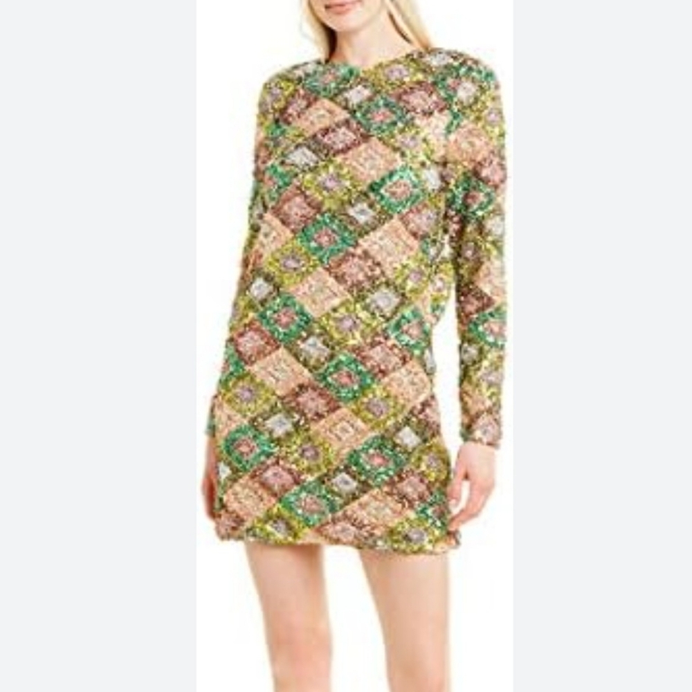 Chic Multicolor Sequin Diamond Pattern Cocktail D… - image 7